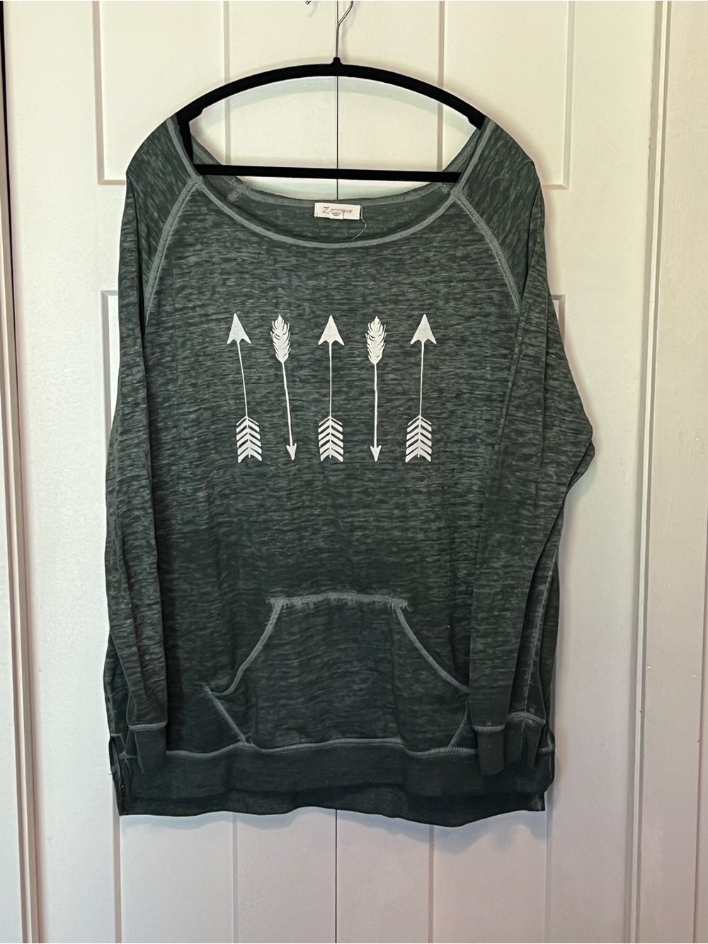 Z by Zobha Grey-Green Arrow Graphic Pullover Sweatshirt Sz XXL